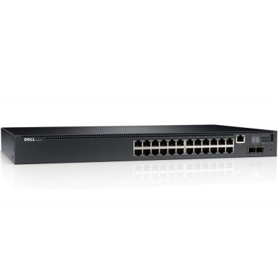 Dell Networking N2024, L2, 24x 1GbE + 2x 10GbE SFP+ Fixed Ports, Stacking, IO To PSU Airflow, AC