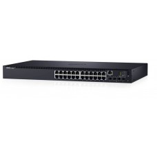 Dell Networking N1524P, PoE+, 24x 1GbE + 4x 10GbE SFP+ fixed ports, Stacking, IO to PSU airflow, AC