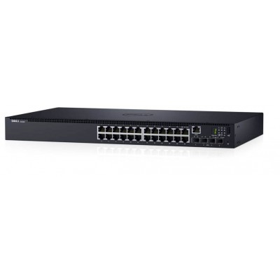 Dell Networking N1524, 24x 1GbE + 4x 10GbE SFP+ fixed ports, Stacking, IO to PSU airflow, AC